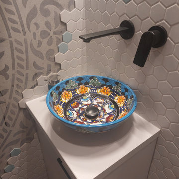 Blue guest bathroom