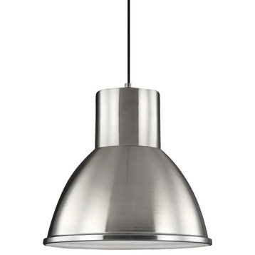 Division Street  1-Light Pendant, Brushed Nickel With Brushed Nickel Steel