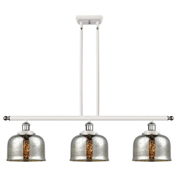 Ballston Bell 3 Light Island Light, White and Polished Chrome, Silver Plated