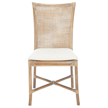 Ranna Rattan Accent Chair With Cushion Gray Whitewash/White, Set 2