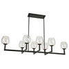 8-Light Contemporary Lantern Chandelier Nora, Matte Black With Clear Glass