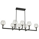 Dainolite - 8-Light Contemporary Lantern Chandelier Nora, Matte Black With Clear Glass - 51.25" Matte Black Nora Chandelier with Clear Glass. This 8 light LED compatible is recommended for the ceiling in a Living Room. It requires 8 incandescent B10 bulbs, is covered by a 1 Year Warranty and is suitable for either a residental or commercial space.