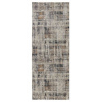 Jaipur Living - Vibe Damek Abstract Gray and Taupe Area Rug, 3'x8' - The Tunderra collection boasts a stunning, textural, and high-end look at an accessible price. The Damek rug showcases an abstract motif inspired by natural rock formations, offering design versatility in a rich gray, black, tan, and taupe colorway. This durable and easy-to-clean polyester rug is ideal for heavily trafficked rooms of the home.