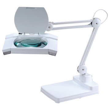 31" Heavy-Duty White Fluorescent Magnifying Table Lamp