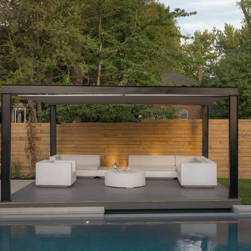 Elegant Backyard Landscape Design Project with Gazebo & Outdoor Fireplace