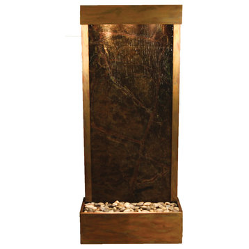Harmony River Flush Mount Water Fountain, Green Marble, Rustic Copper