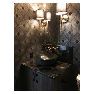 Dark & Moody Powder Room - Transitional - Powder Room - Omaha - by Drew ...