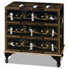 Black Lacquer Mother of Pearl Asian Nightstand