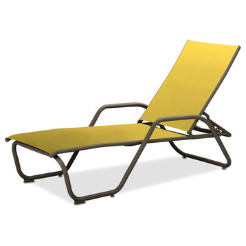 Gardenella Sling 4-Position Chaise, Textured Beachwood, Yellow
