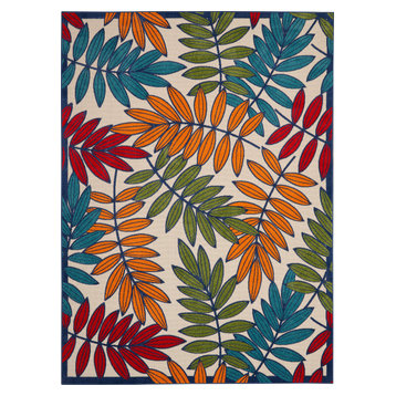 Aloha Multicolor 7 ft. x 10 ft. Botanical Contemporary Indoor/Outdoor Area Rug
