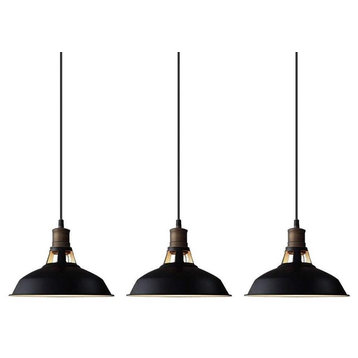 Black Barn Industrial Pendant Lighting Loft Light Fixture, Set of 3
