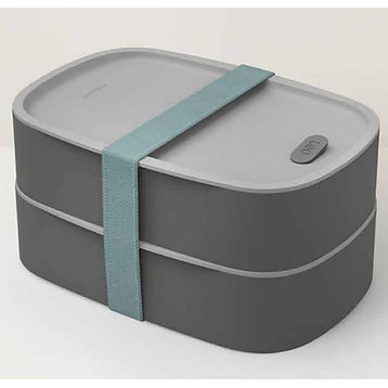 Leo 3pc Dual Bento Box Set /Strap, Gray & Mint