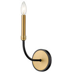 Z-Lite - Haylie One Light Wall Sconce, Matte Black / Olde Brass - Add this warm two-tone one-light wall sconce to your favorite space for simple elegance. It's crafted in a classic matte black and olde brass finish with the light in a candle-like design. It's a richly-toned understated design perfect for the bathroom powder room hallway or bedroom.