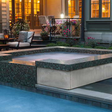 Kenilworth, IL Swimming Pool and Raised Tile Hot Tub
