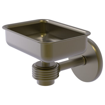Satellite Orbit One Wall Mount Soap Dish With Groovy Accents, Antique Brass