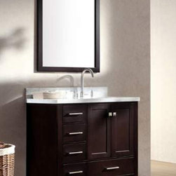 37 inch Single Sink Espresso Finish Bathroom Vanity Carrara White Marble Top - Bathroom Vanities And Sink Consoles