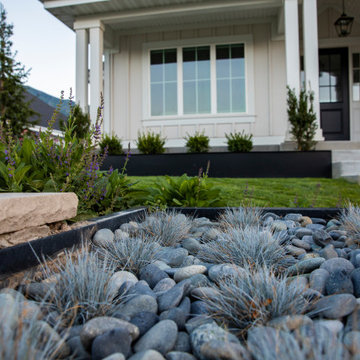 River Rock In Front Yard Planter