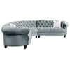 ACME Qulan Sectional Sofa With2 Pillows, Light Blue Velvet