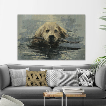 "Obedient Dog" Painting Print on Wrapped Canvas