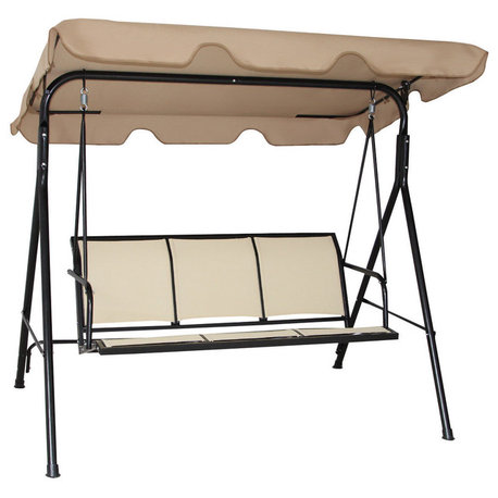 Costway 3 Person Outdoor Patio Swing Canopy Awning Yard Furniture Hammock Steel