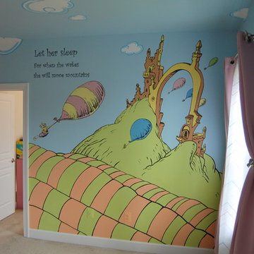 Oh, The Places You'll Go! Dr. Seuss Mural throughout a nursery