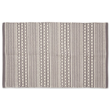 DII Gray Dobby Stripe Hand-Loomed Rug 2x3'