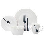 Godinger - Acme 16 Piece Diner Dinnerware Set - Impress your guests with this premium dinnerware set. Brimming with eye-catching style, this must-have item adds a touch of fun to your dinner table. You can mix and match with casual pieces.  10.50D X 0.50H Dinner Plate, 7.50D X 0.50H Salad Plate, 6.00D X 5.00H 14oz Cereal Bowl, 4.00D X 6.00H 10 oz Mug