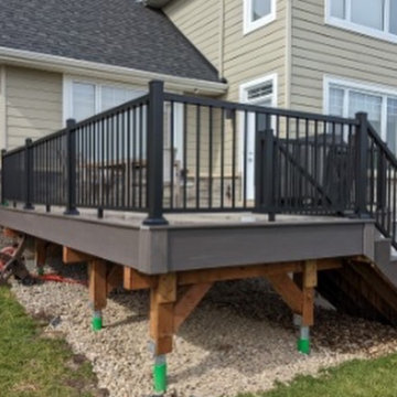 Azek's Coastline ,Dark Hickory with Timbertech's IRX modern top railing system