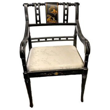 Arm Chair With Oriental Landscape Art