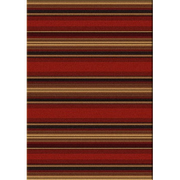 Santa Fe Stripe Rug, Red, 5'x8', Rectangle