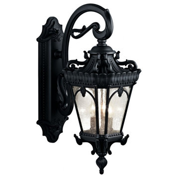 3 light Outdoor Wall Mount - 29 inches tall by 11.75 inches wide-Textured Black