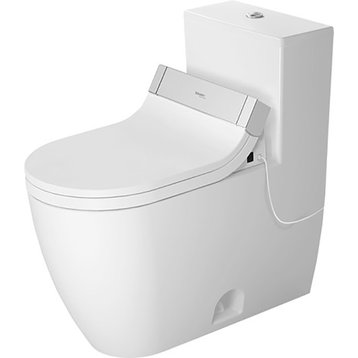 Duravit ME by Starck One-Piece Toilet, Top Button, White, Dual Flush