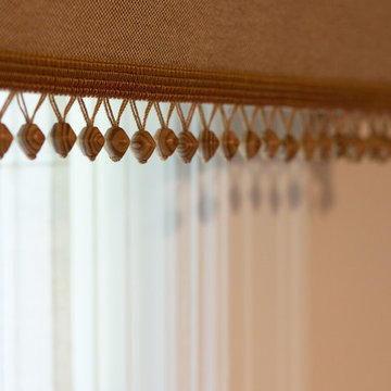 Custom romans and cornices for Family Room