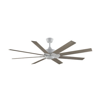 Levon 63" Ceiling Fan Matte White With Washed Pine Blades