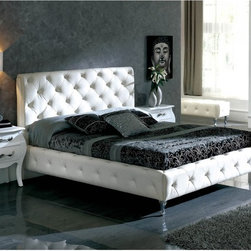 Nelly Platform Bed | White Leather - Platform Beds