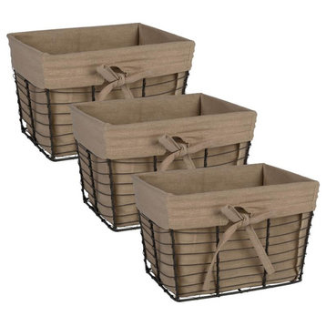 DII Modern Metal Small Wire Liner Basket in Taupe Brown/Gray (Set of 3)
