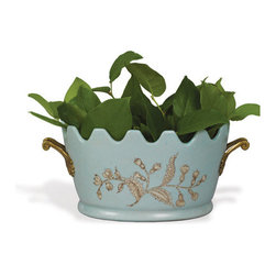 Abby Oval Blue Planter - Indoor Pots And Planters