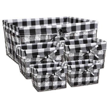 DII Metal Assorted Chicken Wire Check Liner Basket in Black/Gray (Set of 5)