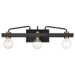 Designers Fountain - Ravella 3 Light Bath, Black, Small - Finished in black and paired with old satin brass accents, Ravella combines modern industrial design with a touch of mid-century flair.