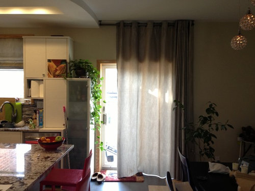 Need Help Deciding How To Hang Curtains Over Sliding Door - Curtains For Patio Door In Kitchen