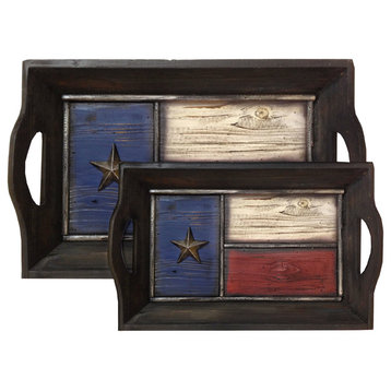 Texas Flag Tray Set