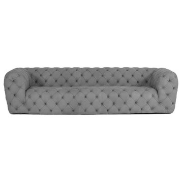 Victoria Italian Gray Nubuck Leather 3-Seater Sofa