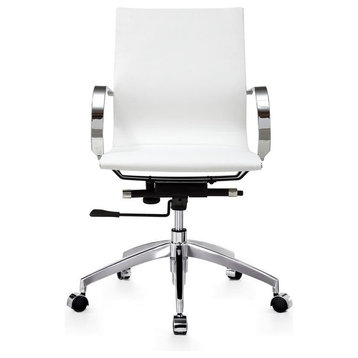 Modern Slide Mid Back Management Office Chair, White