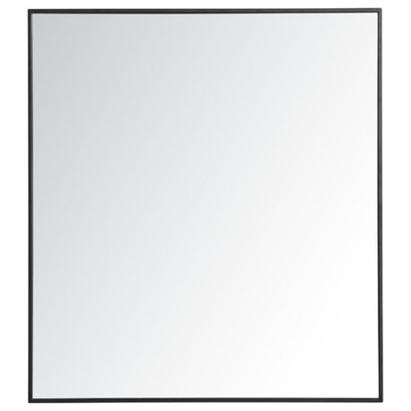 Elegant Decor Eternity 40" x 36" Contemporary Metal Frame Mirror in Black