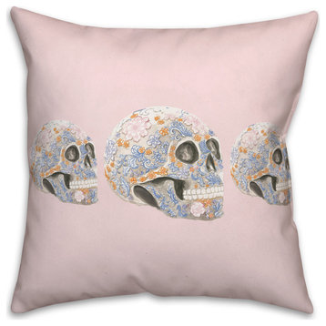 Floral Sugar Skulls 16x16 Throw Pillow