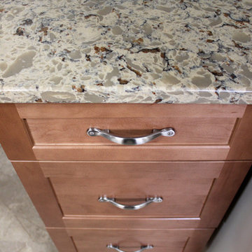 Waypoint Maple Spice Cabinets with Eternia Quartz Claremont Countertops