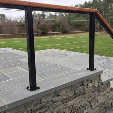 Black Aluminum Posts and Top Rail Support for Steps to Backyard in Rochester, MA