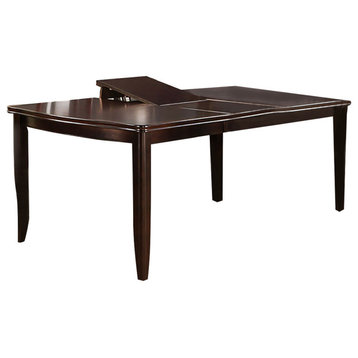Wooden Dining Table With Butterfly Leaf, Dark Brown