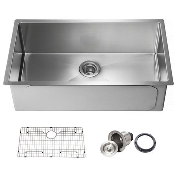 KIBI Handcrafted Undermount Single Bowl 16 gauge Stainless Steel Kitchen Sink, 3