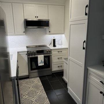 Palm Beach Island Transitional White Kitchen - Modified Shaker Cabinets